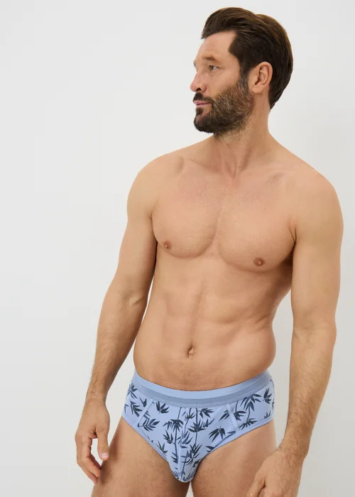 5 Pack Blue Leaf Print Briefs - S Image 2