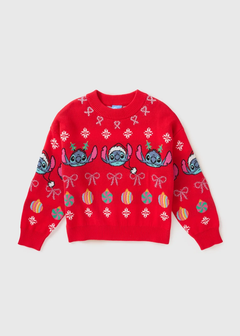 Girls Red Stitch Christmas Knit Sweatshirt (4-13yrs) - 4 Yrs Image 1