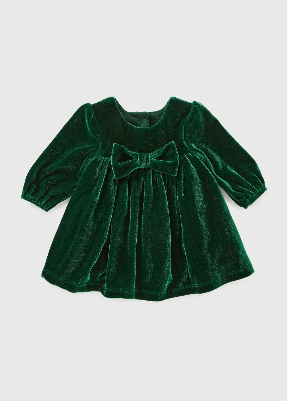 Baby Green Velour Bow Dress (Newborn-23mths) - Newborn | Matalan Baby Green Velour Bow Dress (Newborn-23mths) - Newborn | Matalan
