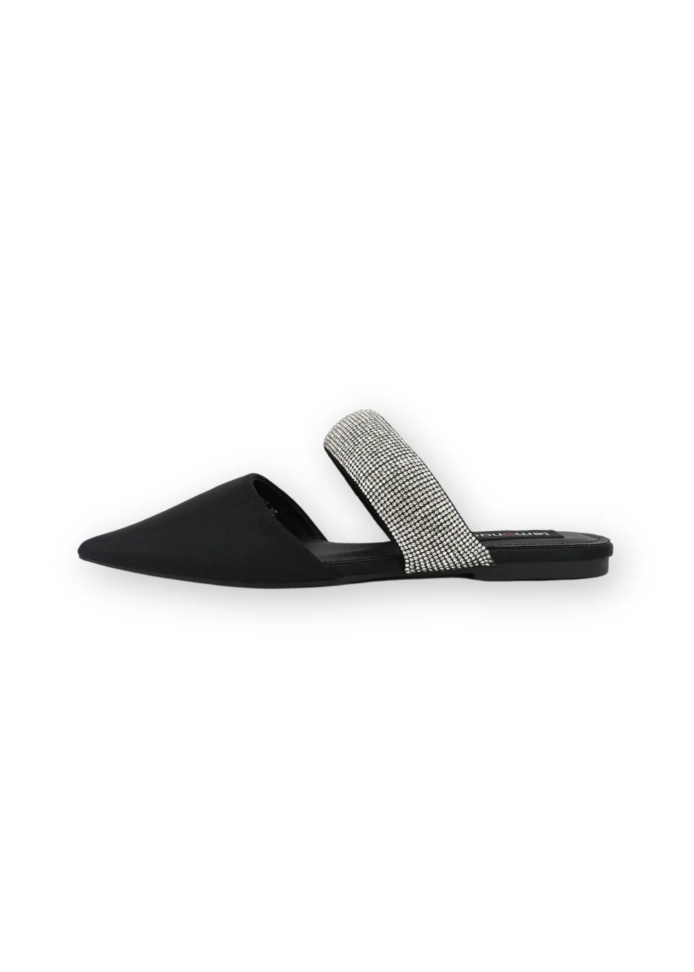 Love Lemonade Black Crystal Strap Pointed Toe Sliders - 3 Image 3