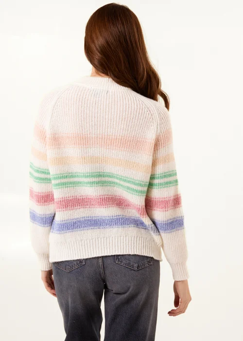 Blue Vanilla Multi Colourful 3D Flower Jumper With Stripes - M/L Image 4