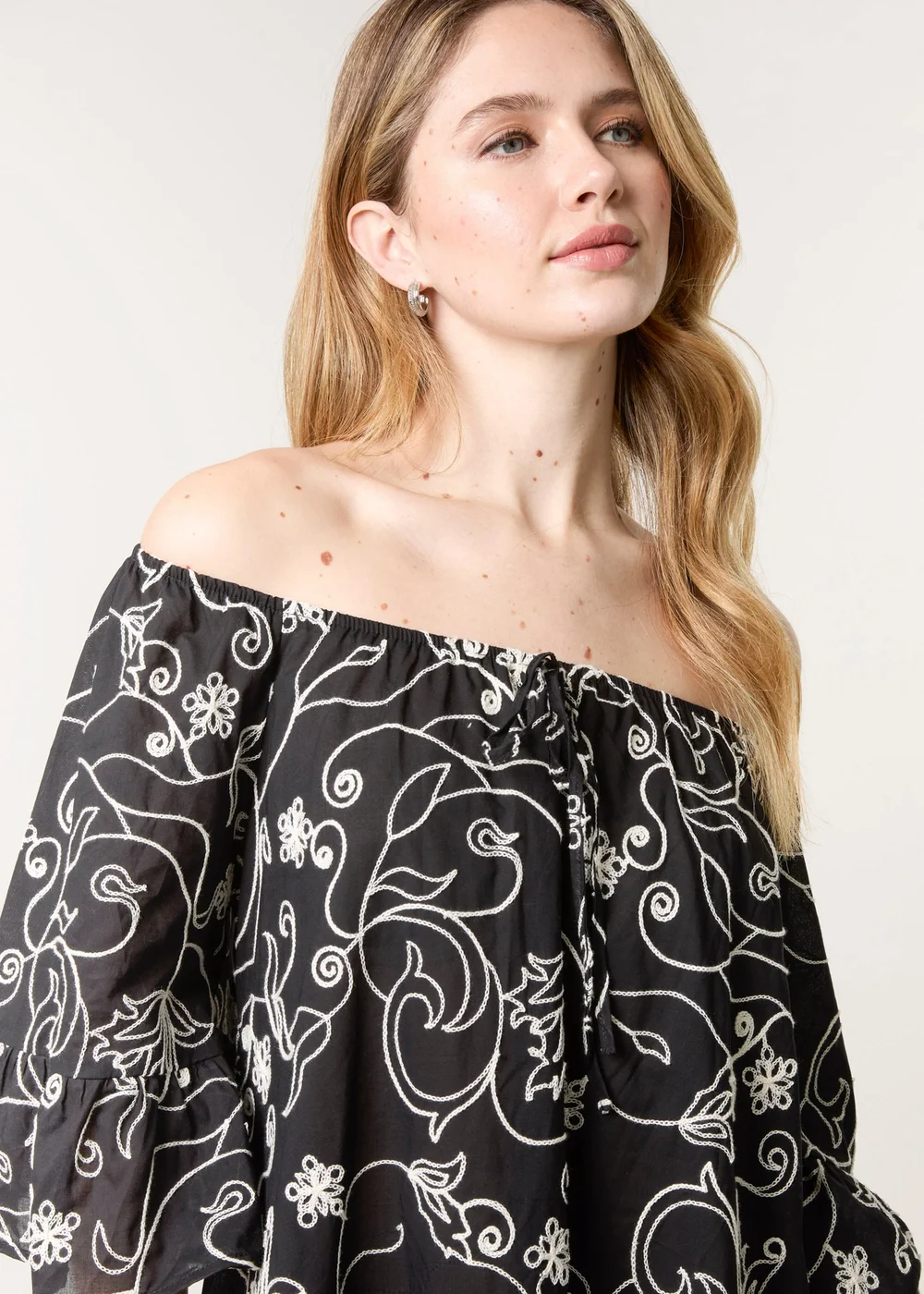 Blue Vanilla Black Embroidered Smock Dress - M/L | Matalan Blue Vanilla Black Embroidered Smock Dress - M/L | Matalan