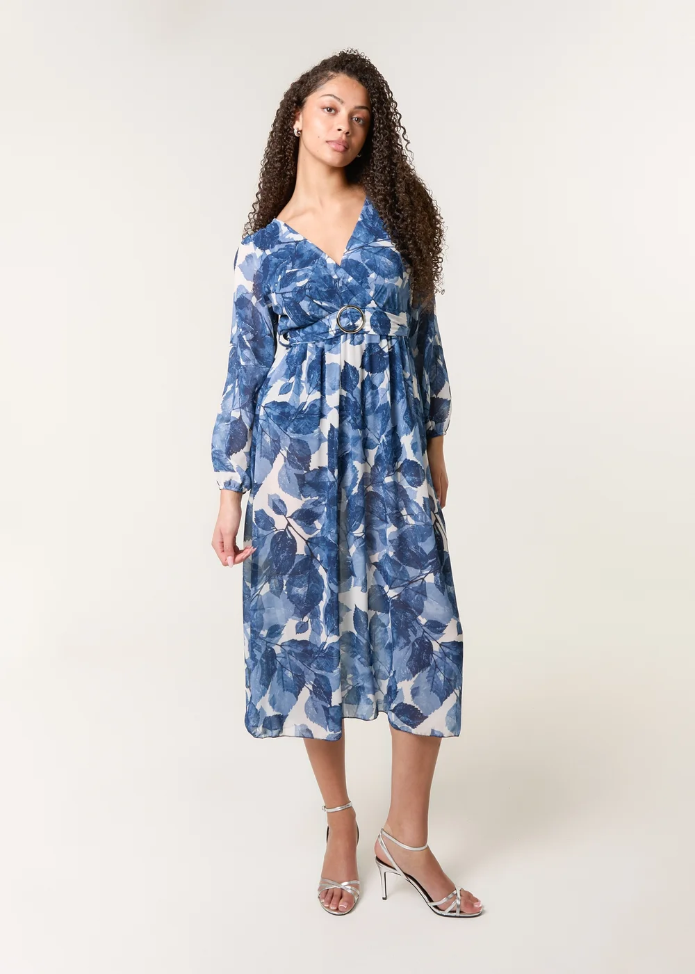 Blue Vanilla Navy Ring Belt Print Dress - S Image 1