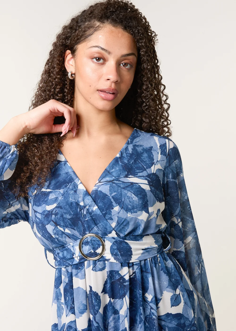 Blue Vanilla Navy Ring Belt Print Dress - S Image 2