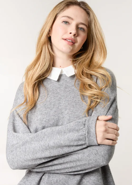 Blue Vanilla Light Grey 2in1 Cut & Sew Sweater - M/L Image 4