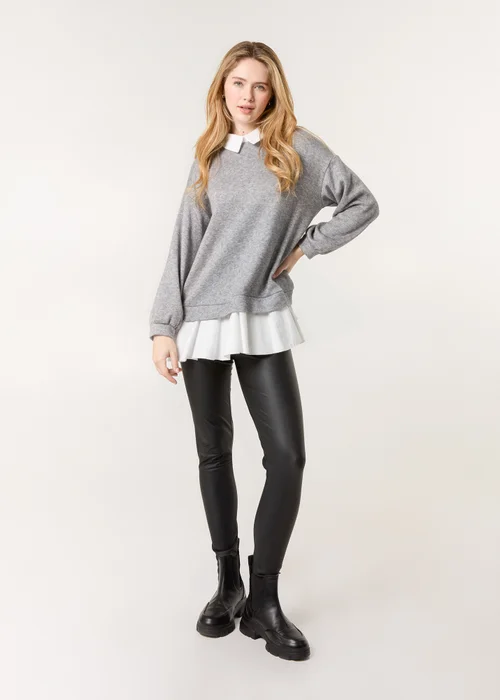 Blue Vanilla Light Grey 2in1 Cut & Sew Sweater - M/L Image 2