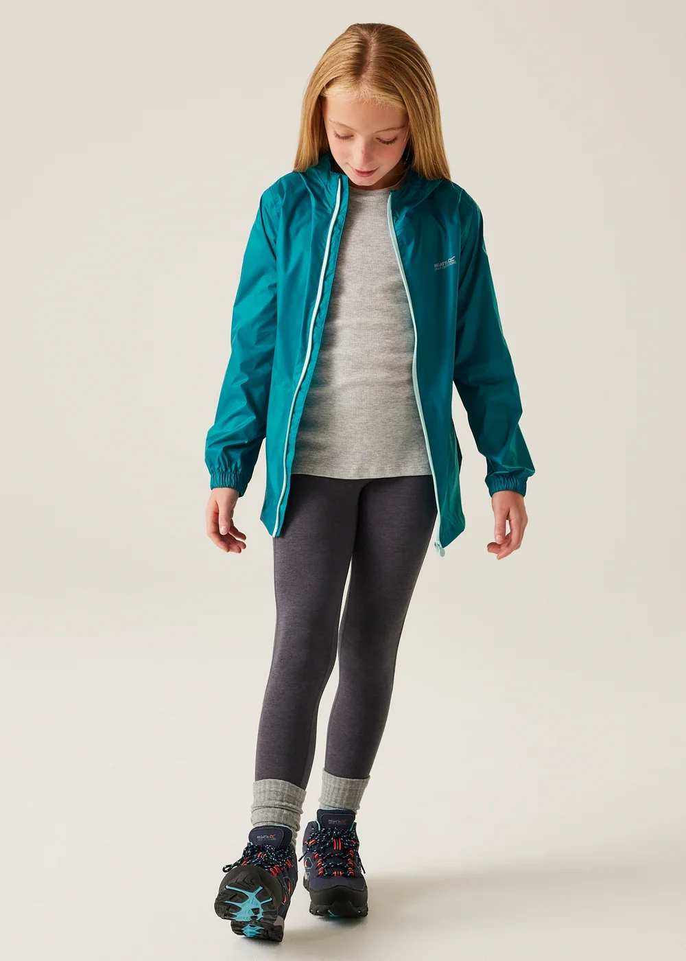 Regatta Teal Icy Morn Kids Pack-It III Waterproof Breathable Isolite Jacket (3- 16 yrs) - 3-4 Yrs Image 3