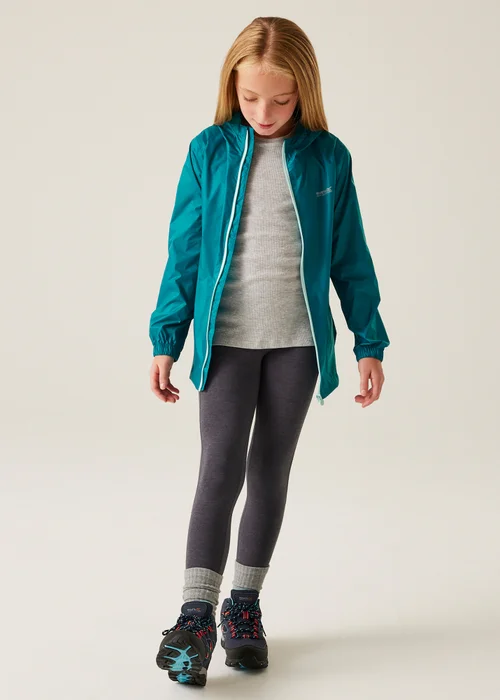 Regatta Teal Icy Morn Kids Pack-It III Waterproof Breathable Isolite Jacket (3- 16 yrs) - 3-4 Yrs Image 3