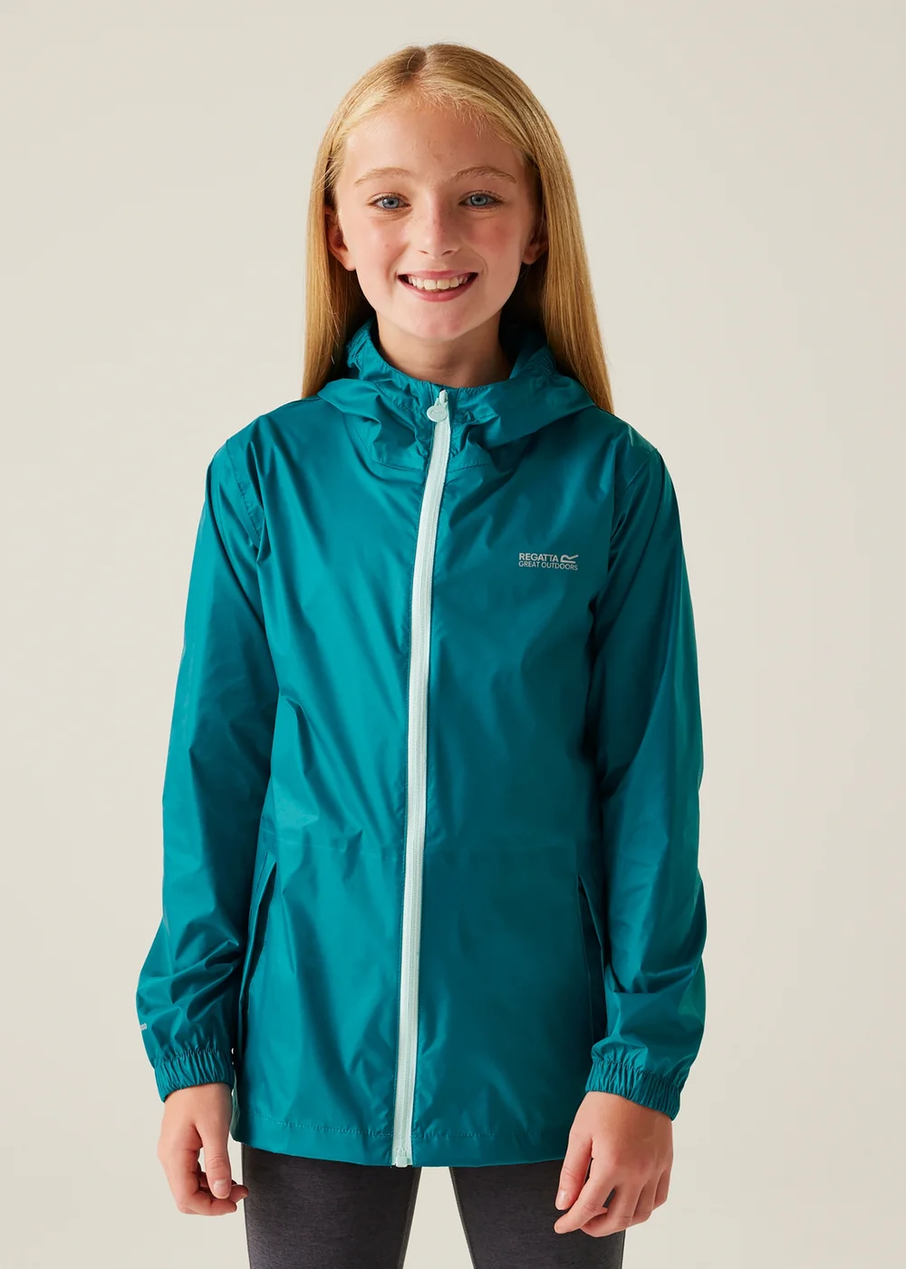 Regatta Teal Icy Morn Kids Pack-It III Waterproof Breathable Isolite Jacket (3- 16 yrs) - 3-4 Yrs Image 1