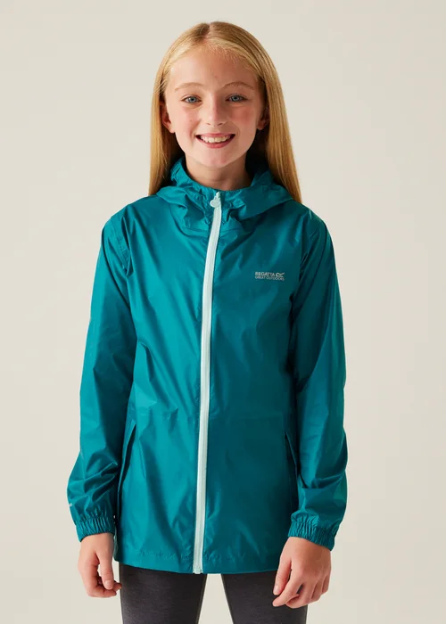 Regatta Teal Icy Morn Kids Pack-It III Waterproof Breathable Isolite Jacket (3- 16 yrs) - 3-4 Yrs Image 1