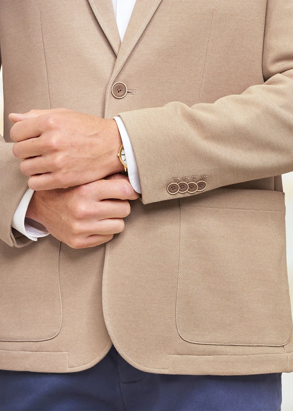Cotton Traders Beige Textured Jersey Blazer - 38 Chest Regular Image 4