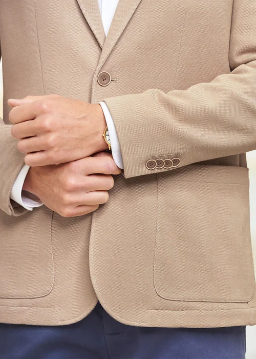 Cotton Traders Beige Textured Jersey Blazer - 38 Chest Regular Image 4