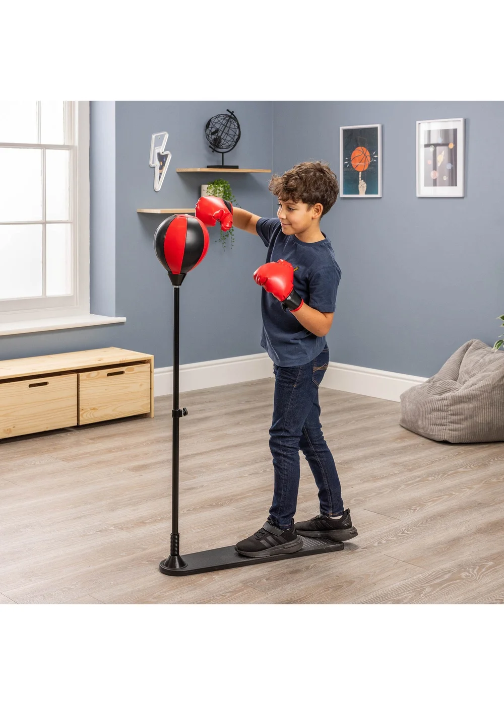 Toyrific Black/ Red Large Punch Ball With Gloves - One Size Image 4