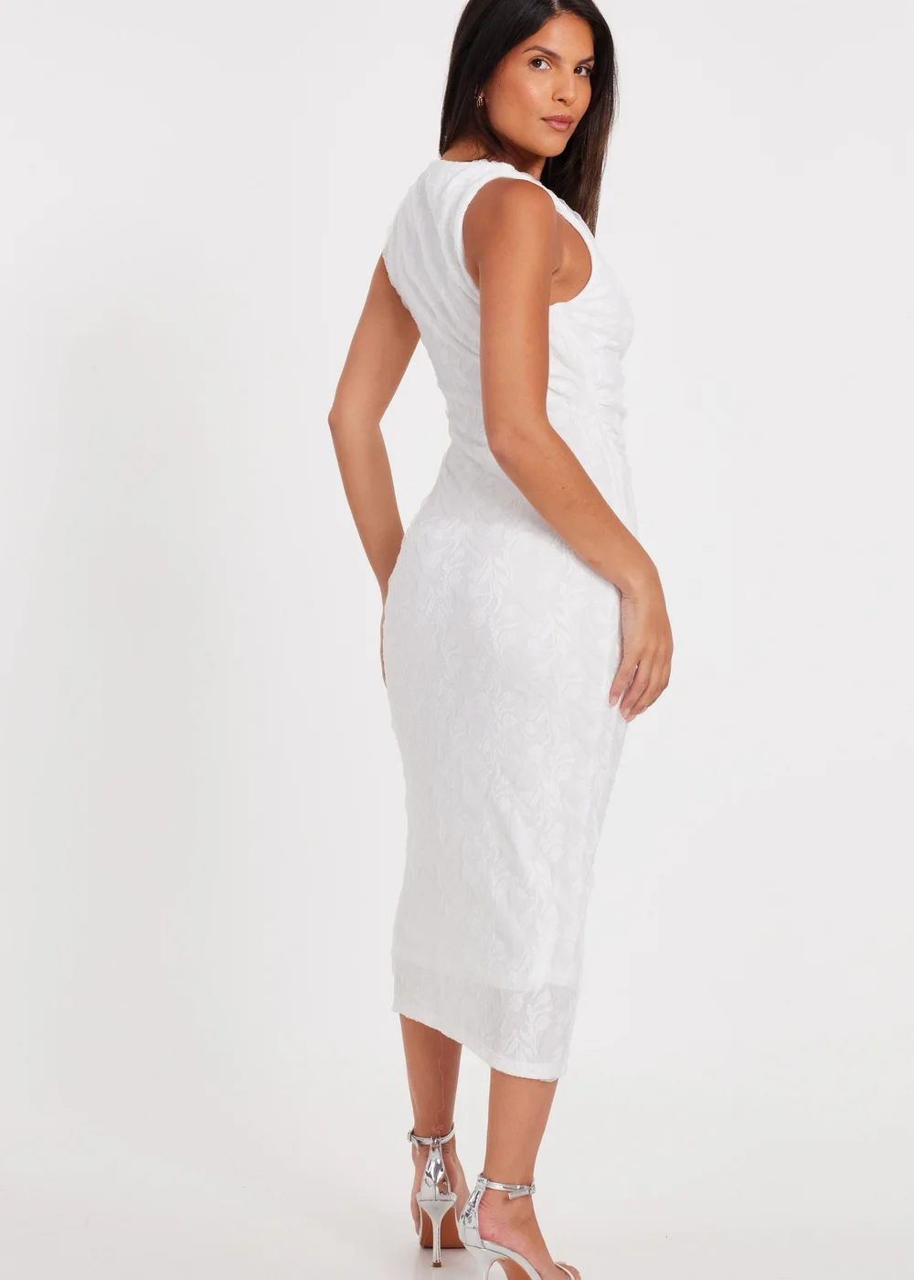 Quiz White Jacquard Midaxi Dress - 6 Image 2