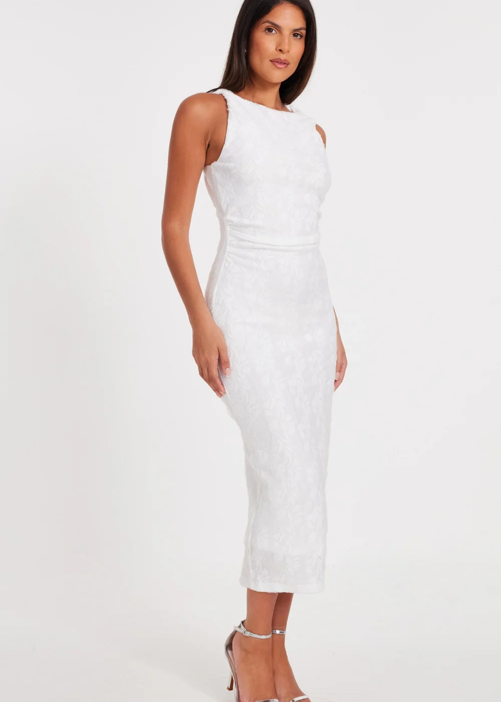 Quiz White Jacquard Midaxi Dress - 6 Image 3