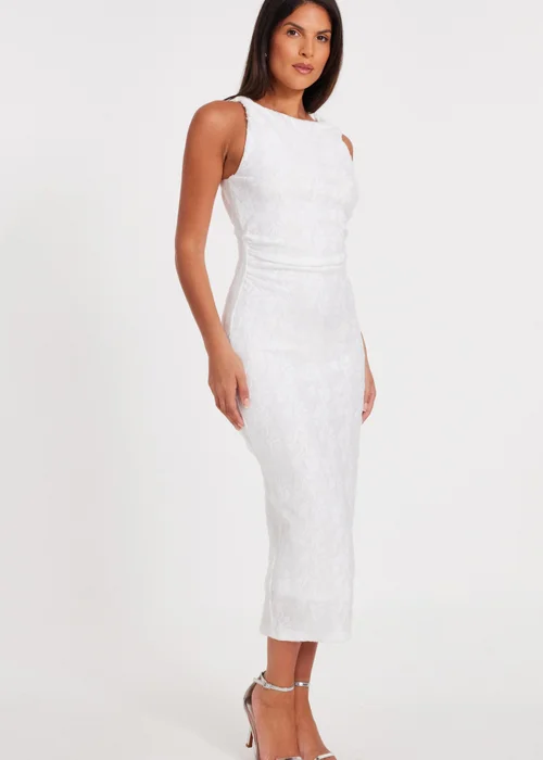 Quiz White Jacquard Midaxi Dress - 6 Image 3