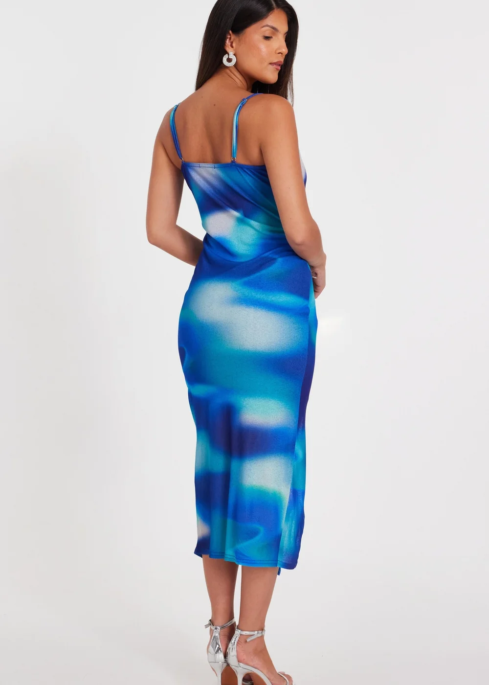 Quiz Blue Cowl Neck Midi Dress - 8 Image 2