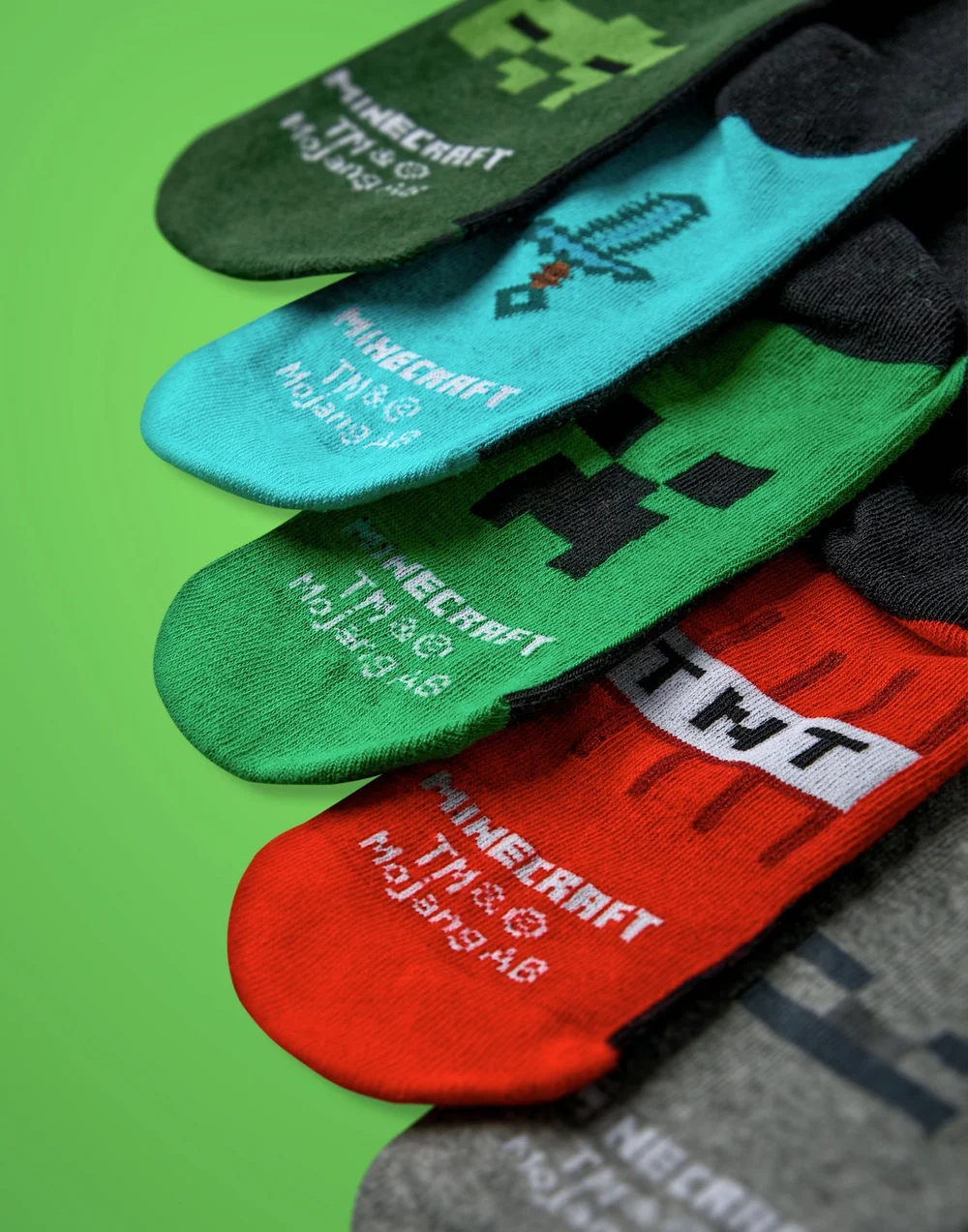 Vanilla Underground Minecraft Kids Multicoloured School Calf Socks Set of 5 (9 Younger - 6.5 Older) - Size 9-12 Infants Footwear Image 3
