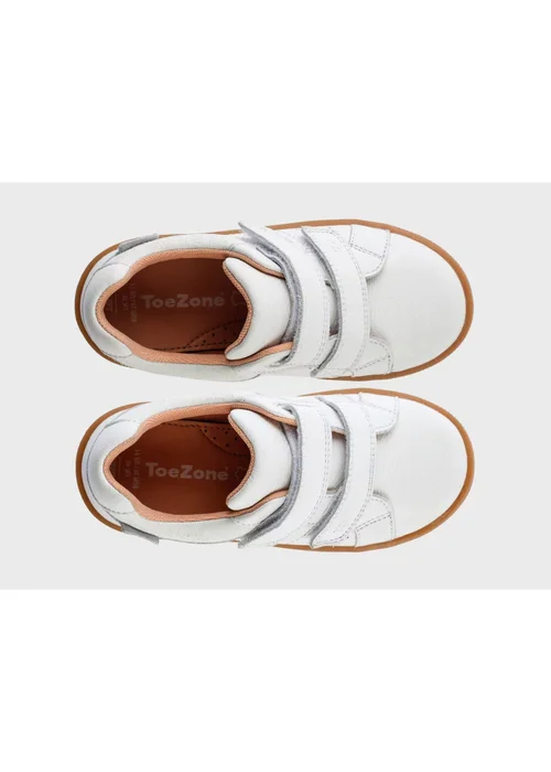 ToeZone Girls White Ariel Suede Rip Tape Trainers - 4 Infants Image 5