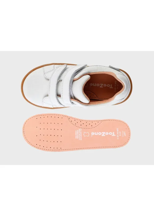 ToeZone Girls White Ariel Suede Rip Tape Trainers - 4 Infants Image 4