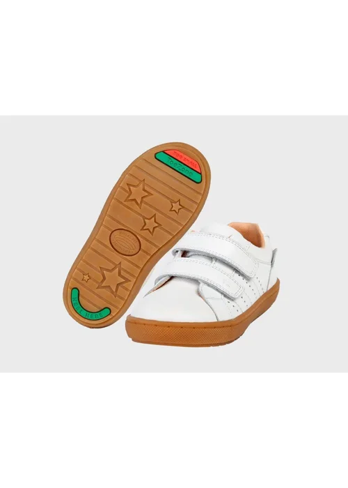 ToeZone Girls White Ariel Suede Rip Tape Trainers - 4 Infants Image 1
