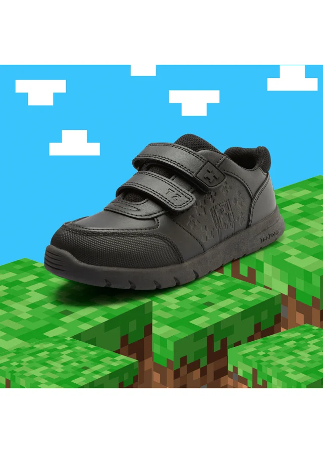 ToeZone Boys Black Minecraft Rip Tape School Shoe (Younger 8 - Older 2)