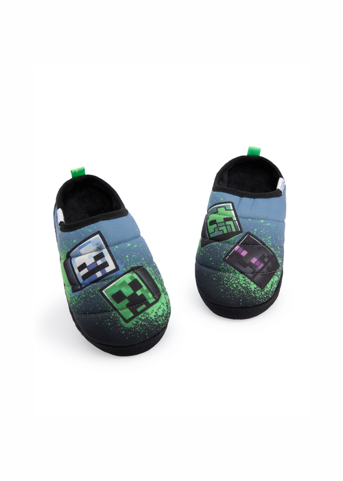 Vanilla Underground Minecraft Kids Multicoloured Grafitti Slip On Loafer Slippers (11 Younger - 5 Older) - 12 Infants Image 1