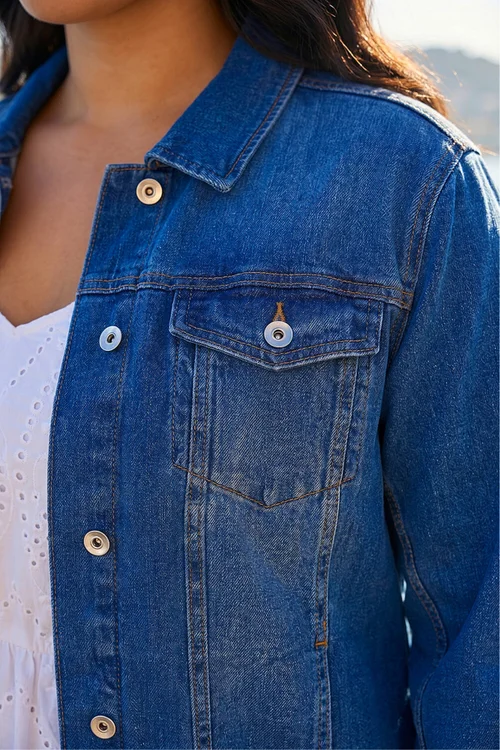 Roman Denim Curve Cotton Denim Jacket - 26-28 Image 4
