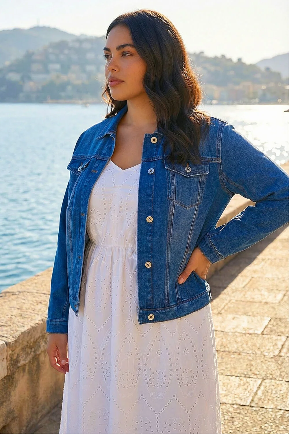 Roman Denim Curve Cotton Denim Jacket - 26-28 Image 1