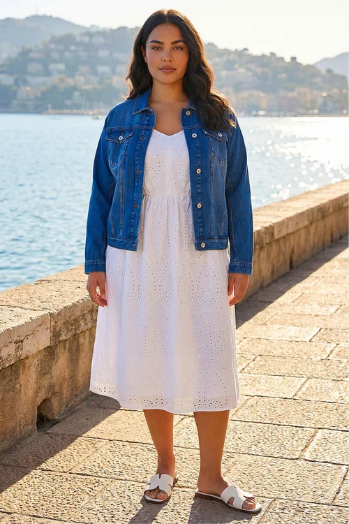 Roman Denim Curve Cotton Denim Jacket - 26-28 Image 2