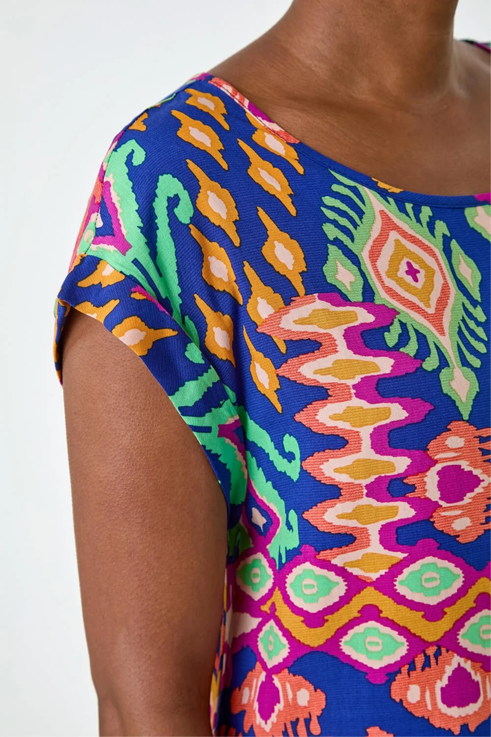 Roman Blue Aztec Print Short Sleeve Top - 18 Image 4