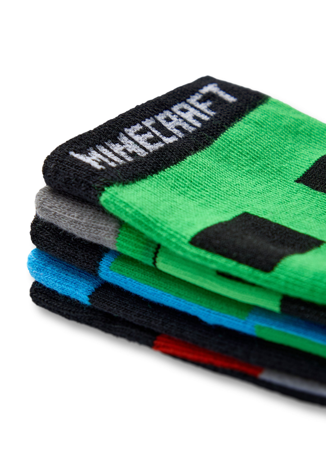 Vanilla Underground Minecraft Kids Multicoloured Character Calf Socks Set of 5 (9 Younger - 6.5 Older)