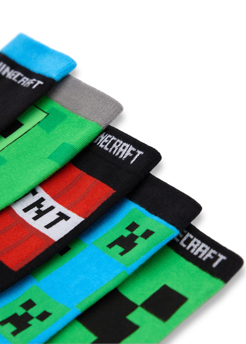 Vanilla Underground Minecraft Kids Multicoloured Character Calf Socks Set of 5 (9 Younger - 6.5 Older) - Size 12.5-3 Image 3