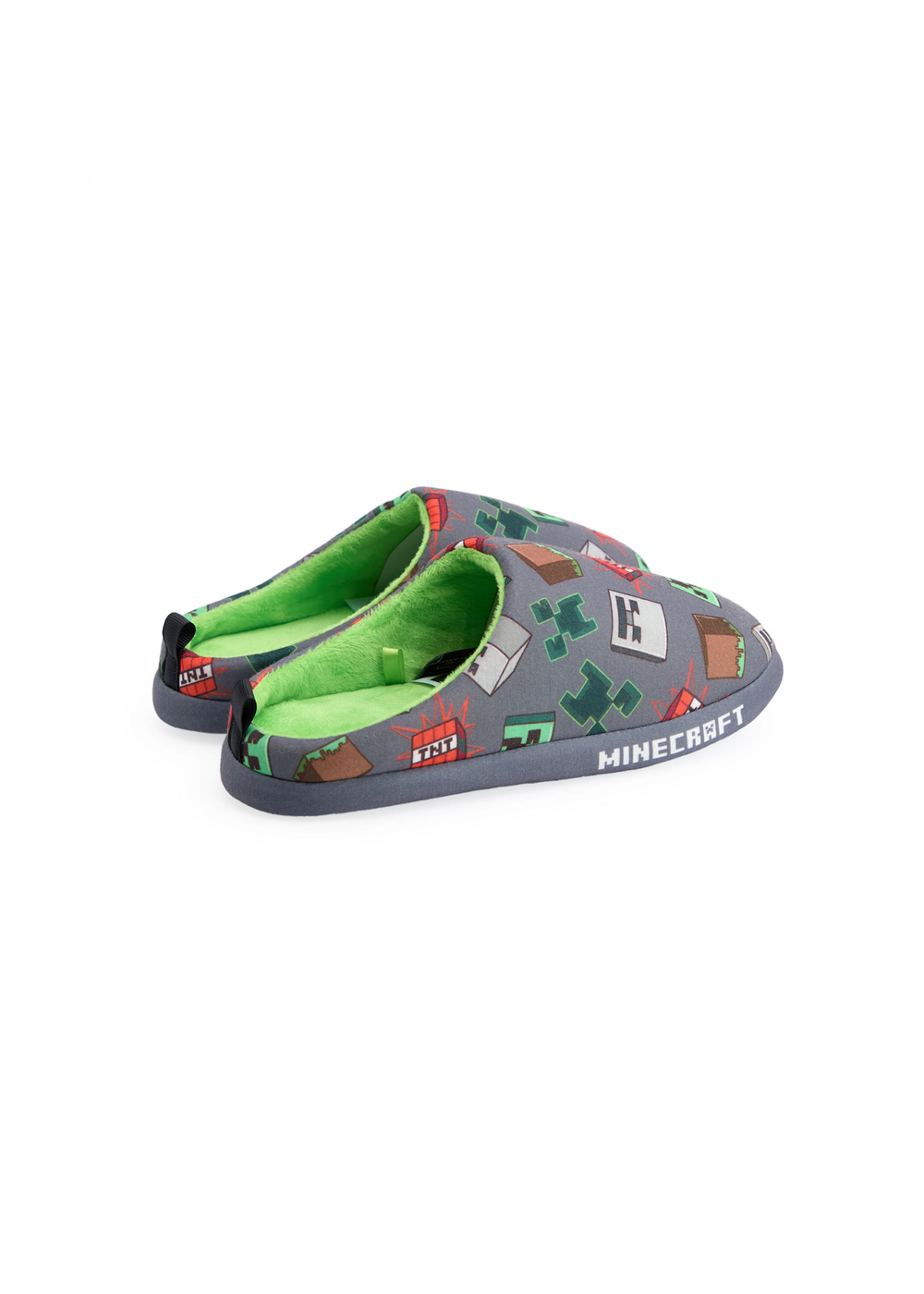Vanilla Underground Minecraft Kids Grey Character AOP Slip On Loafer Slippers (11 Younger - 5 Older) - 12 Infants Image 2