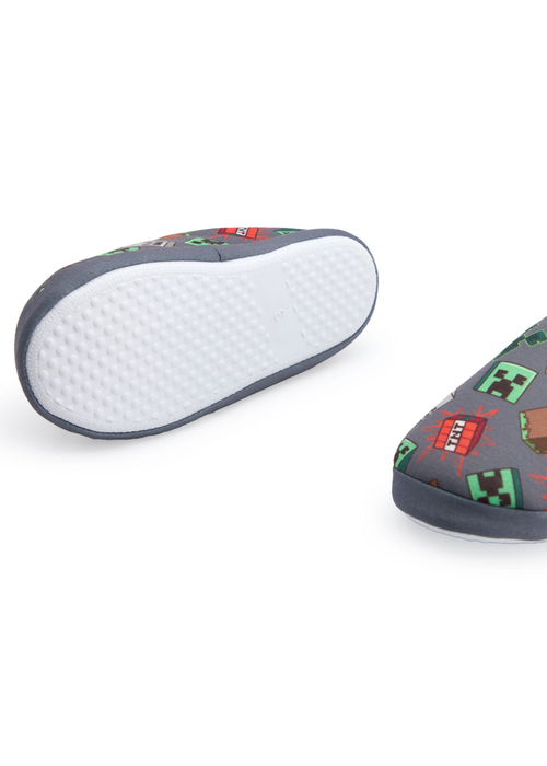 Vanilla Underground Minecraft Kids Grey Character AOP Slip On Loafer Slippers (11 Younger - 5 Older) - 12 Infants Image 4