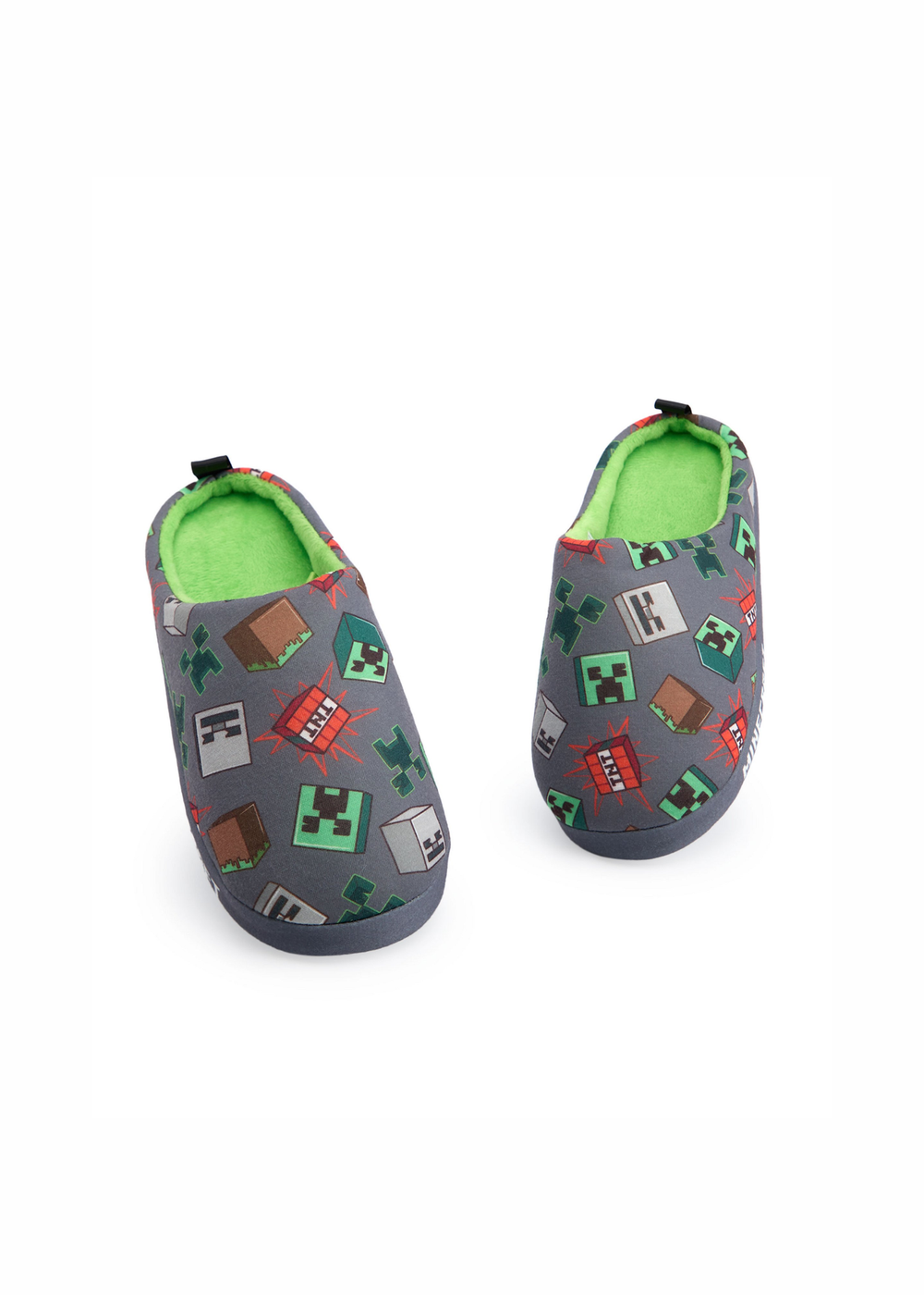 Vanilla Underground Minecraft Kids Grey Character AOP Slip On Loafer Slippers (11 Younger - 5 Older) - 12 Infants Image 1