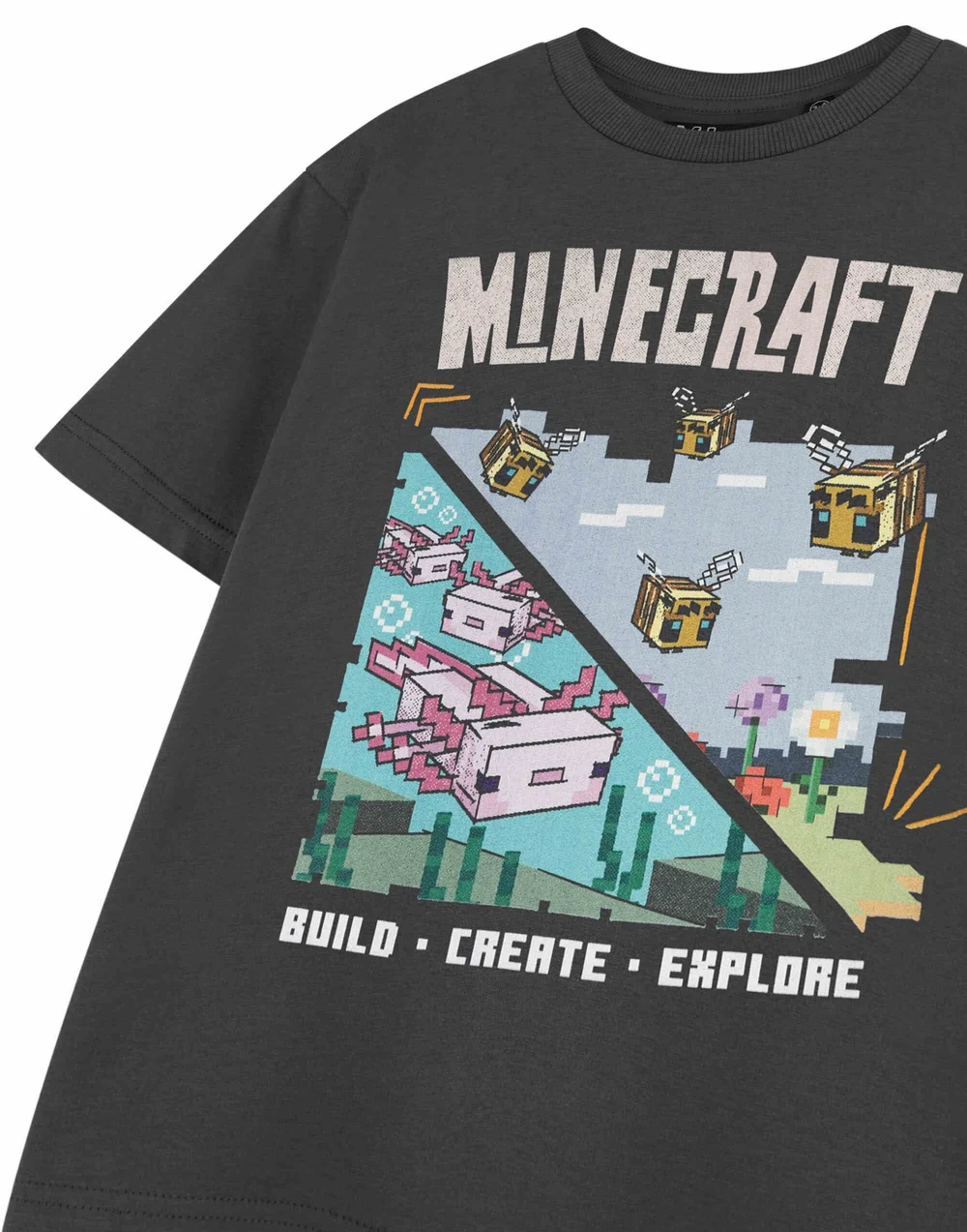 Vanilla Underground Minecraft Kids Grey Build Create Explore T-Shirt (3-14 Years) - 5-6 Yrs Image 5