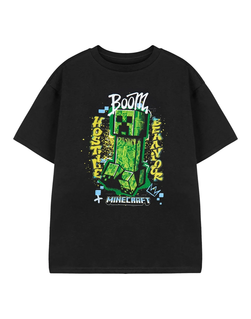Vanilla Underground Minecraft Hostile Behaviour Kids Black T-Shirt (3-14 Years) - 11-12 Yrs Image 1