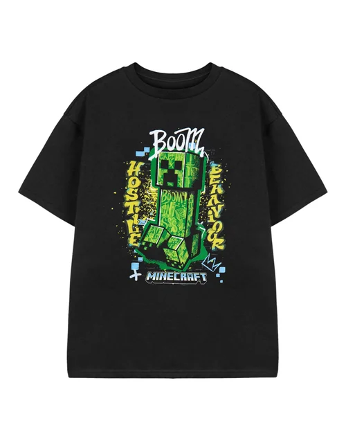 Vanilla Underground Minecraft Hostile Behaviour Kids Black T-Shirt (3-14 Years) - 11-12 Yrs Image 1