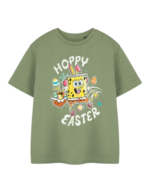Vanilla Underground SpongeBob SquarePants Hoppy Easter Kids Khaki T-Shirt (3-14 Years) - 3-4 Yrs Image 1