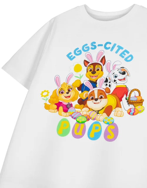 Vanilla Underground Paw Patrol Eggs-cited Pups Kids White T-Shirt (3-8 Years) - Age 3-4 Years Image 5