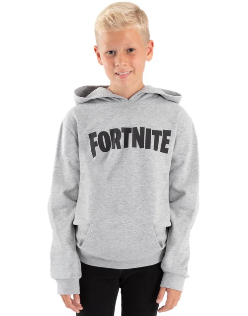 Fortnite Logo Kids Grey Hoodie (11-16 Yrs) - 11-12 Yrs Image 1