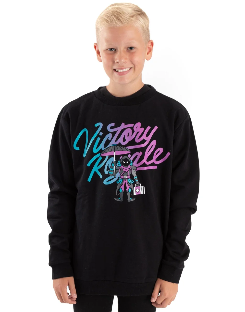 Vanilla Underground Fortnite Victory Royale Boys Black Sweatshirt (11-16 Yrs) - 11-12 Yrs Image 1