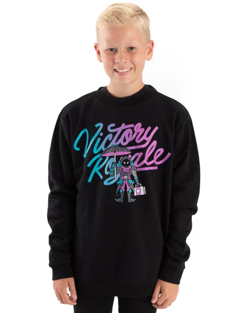 Vanilla Underground Fortnite Victory Royale Boys Black Sweatshirt (11-16 Yrs) - 11-12 Yrs Image 1