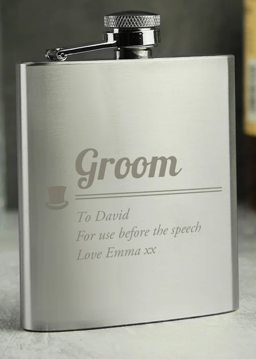 Personalised Memento Company Groom Hip Flask - One Size Image 2