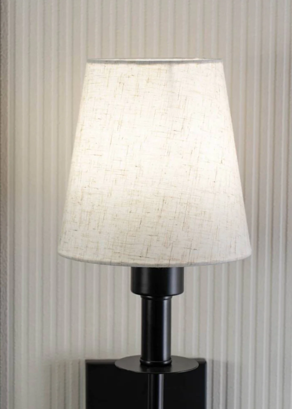 ValueLights Pair of Kincaid Rechargeable Black Wall Lights with Cream Shades - One Size Image 4