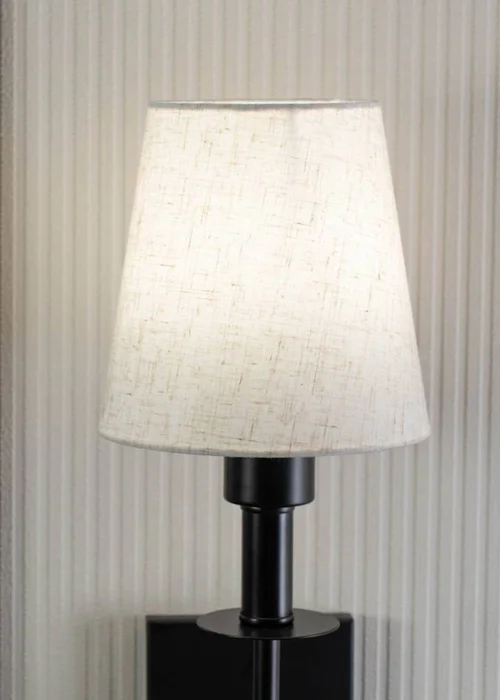 ValueLights Pair of Kincaid Rechargeable Black Wall Lights with Cream Shades - One Size Image 4