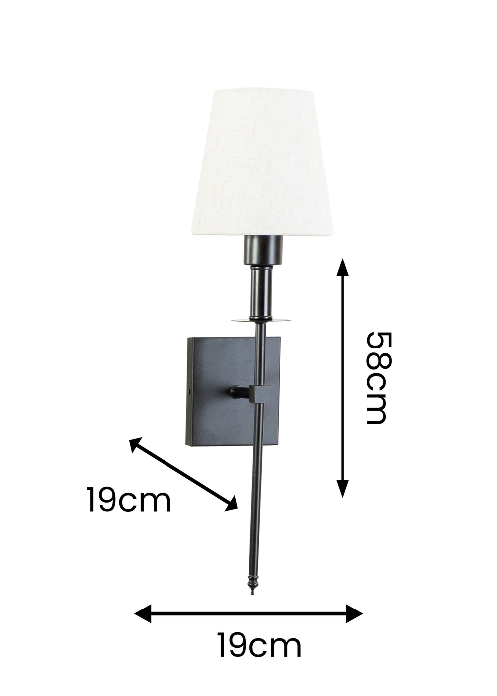 ValueLights Pair of Kincaid Rechargeable Black Wall Lights with Cream Shades - One Size Image 5