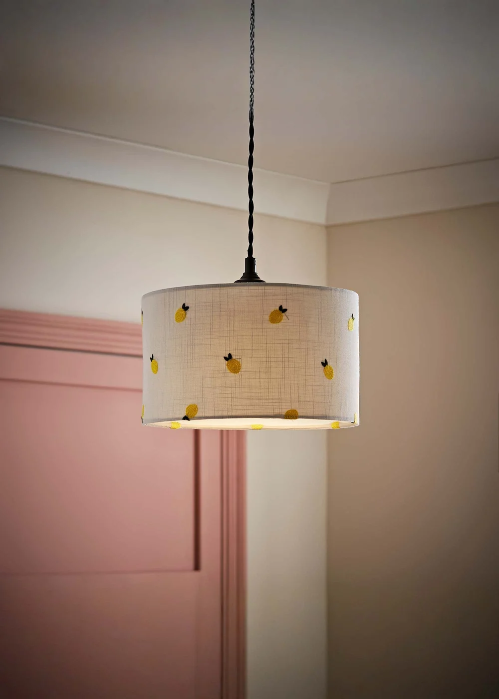 ValueLights Small Brae Fabric Cream Drum Ceiling Pendant Shade - One Size Image 1