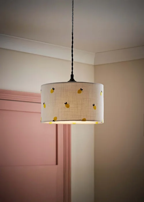ValueLights Small Brae Fabric Cream Drum Ceiling Pendant Shade - One Size Image 1